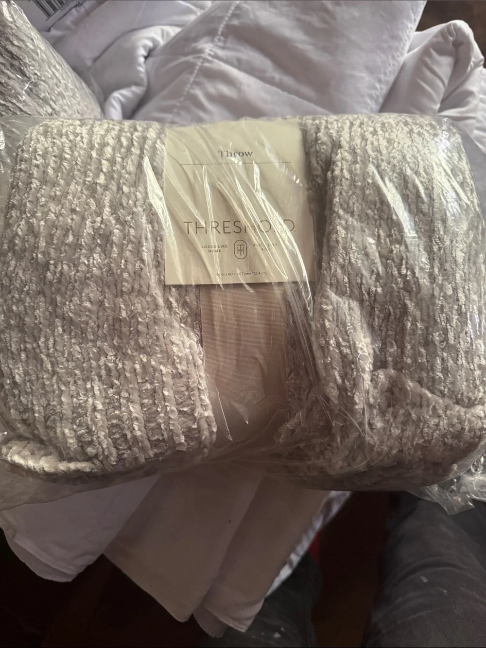 Threshold Cozy Plush Chenille Throw - Light Gray